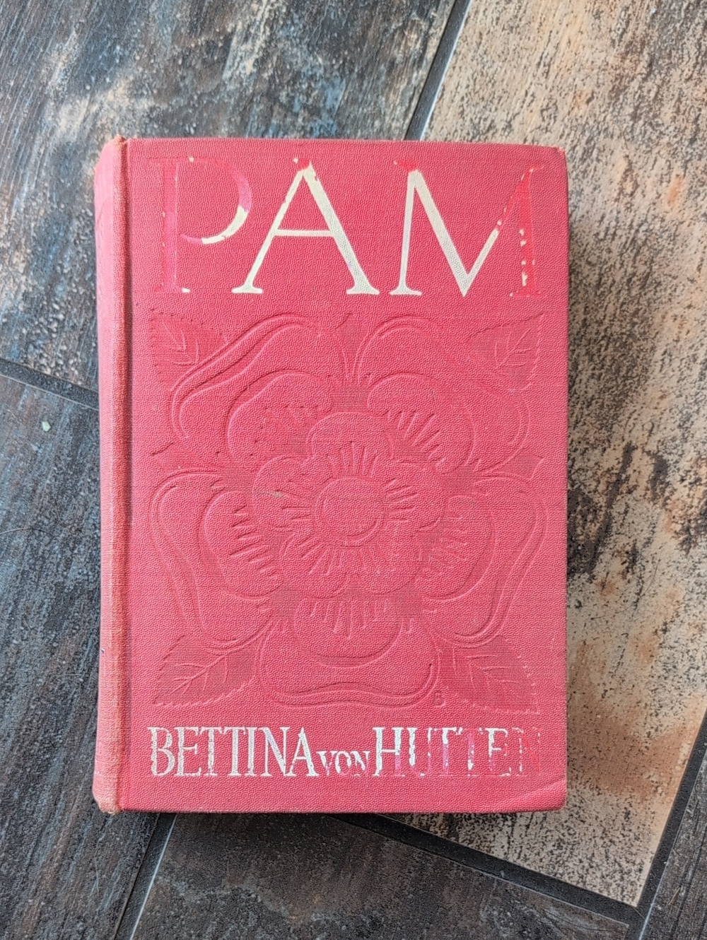 Vintage 1905 Hardcover Book PAM by Bettina von Hutten Coral Pink Embossed Cover